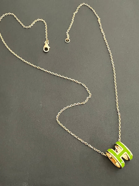 Green H Necklace