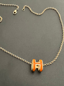 Orange H Necklace