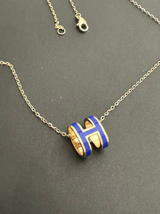 Blue H Necklace