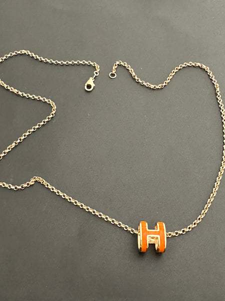 Orange H Necklace