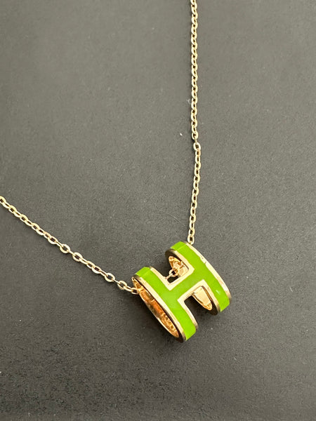 Green H Necklace